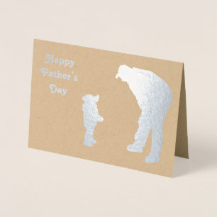 Dorée Carte de Fête des pères en silhouette Papa 'n' Kid