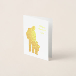 Dorée Carte de Fête des pères Papa 'n' Kiddo Silhouette 