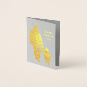 Dorée Carte de Fête des pères Papa 'n' Kiddo Silhouette 
