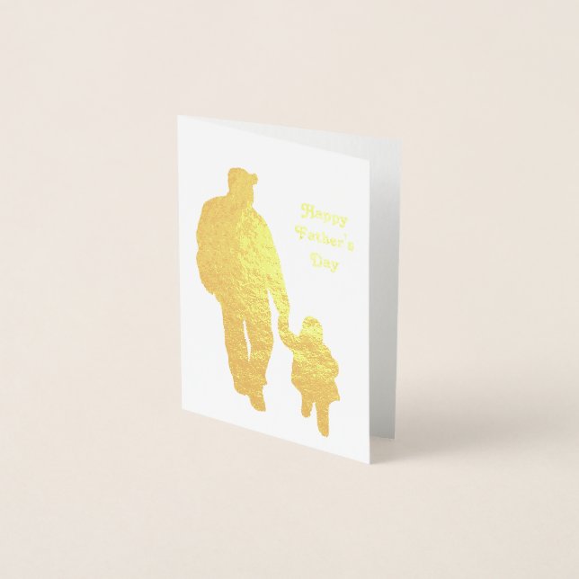 Dorée Carte de Fête des pères Papa 'n' Kiddo Silhouette  (Devant)