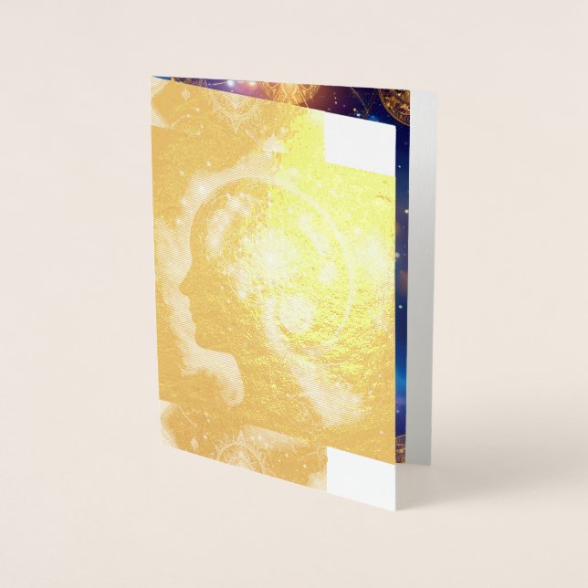 Dorée Carte de feuille d'aluminium Zen Tree of Life (5 x (Devant)