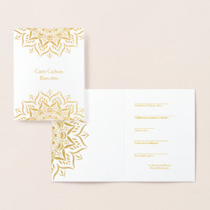Dorée Carte de feuille de mandala des coeurs d'or