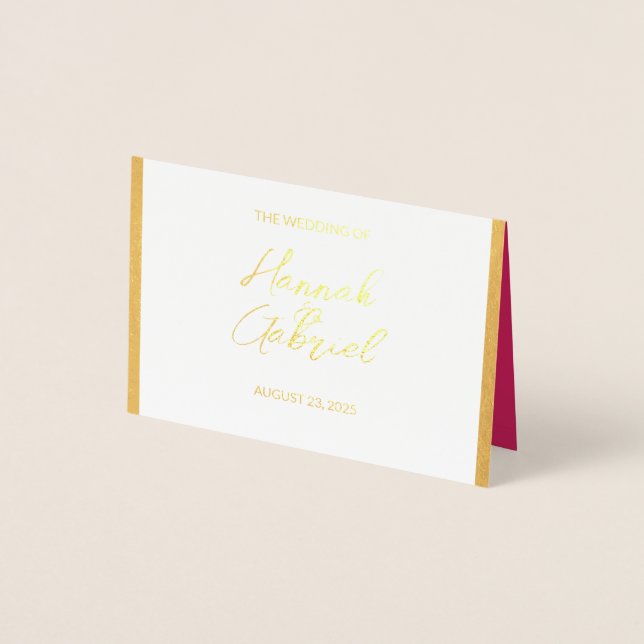 Dorée Carte de fidélité de réponse RSVP de mariage (Devant)
