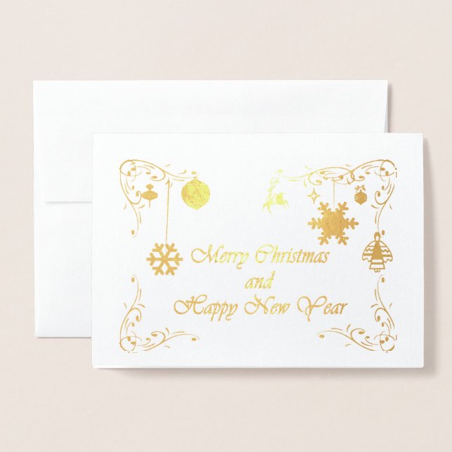 Dorée Carte de fidélité Noël et Bonne Année (Devant avec enveloppe)
