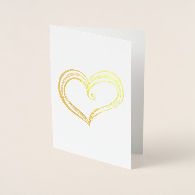 Dorée Carte de foil avec croquis de cœur (Devant)