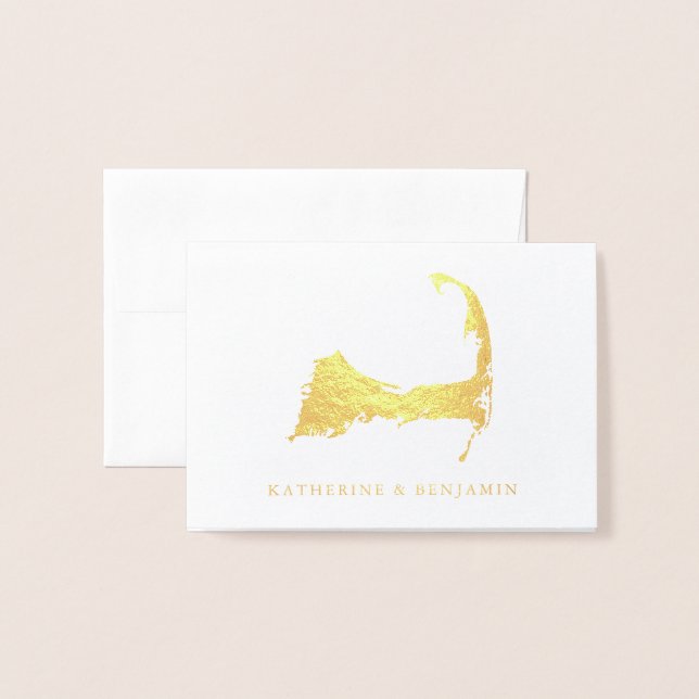 Dorée Carte de la morue de cap détaillée | Mariage (Devant avec enveloppe)