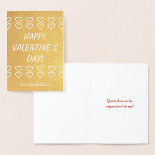 Dorée Carte de la Saint-Valentin en or à recharge