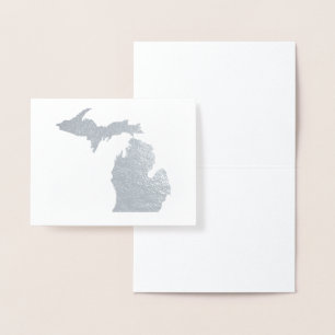 Dorée Carte de l'État du Michigan en or ou argent Petosk