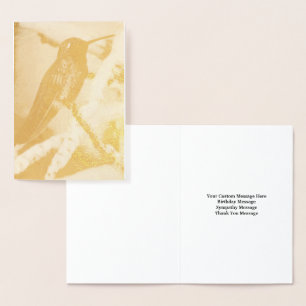 Dorée Carte de message personnalisée Hummingbird
