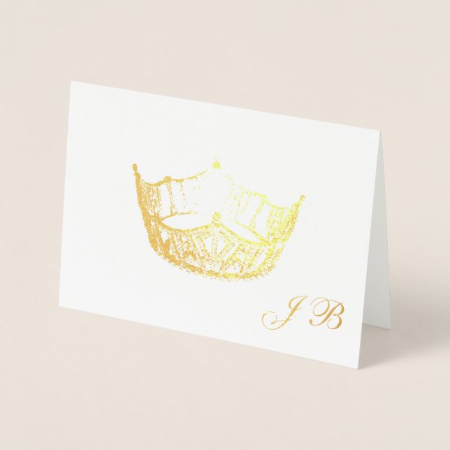Dorée Carte de monogramme de la Couronne Gold Foil Miss  (Devant)