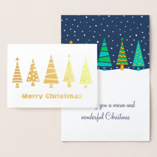 Dorée Carte de Noël à l'huile de sapin neigeux