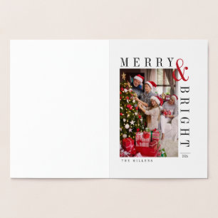 Dorée Carte de Noël de famille avec texte moderne pour l