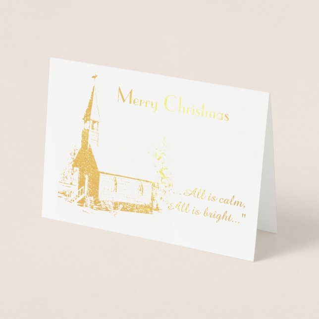 Dorée Carte de Noël de l'église (huile) (Devant)