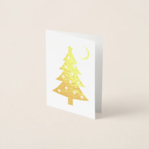 Dorée Carte de Noël Déplaisant Arbre