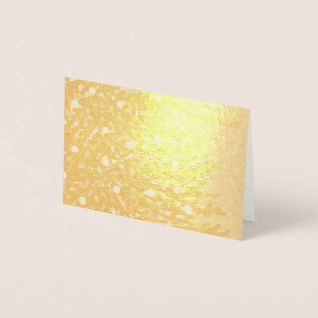 Dorée carte de noël en feuille avec design d'arbre (Devant)