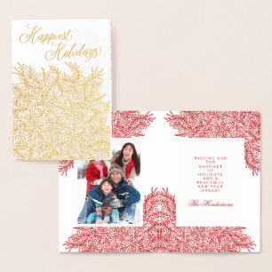Dorée Carte de Noël en feuille d'or à motif de flocon de