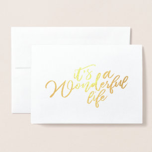 Dorée Carte de Noël en feuille d'or C'est une vie mervei