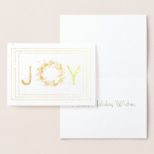 Dorée Carte de Noël en feuille d'or encadrée Joy