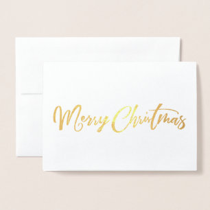 Dorée Carte de Noël en or véritable avec Joyeux Noël