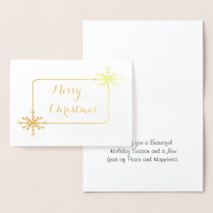 Dorée Carte de Noël Flocons de Neige en Feuille d'Alumin