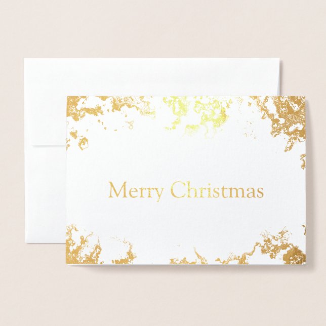 Dorée Carte de Noël Joyeuse Gold Foil (Devant avec enveloppe)