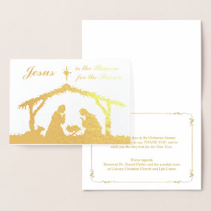 Dorée Carte de Noël REAL en papier d'or Jésus est la Rai