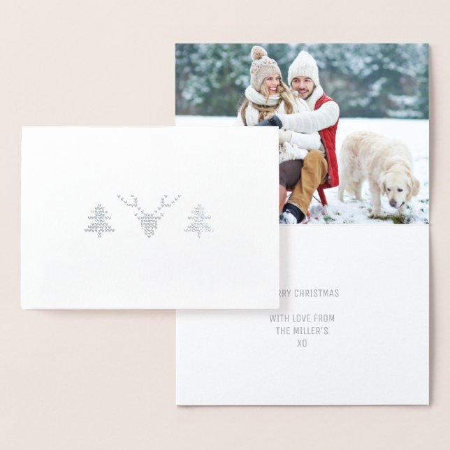 Dorée Carte de Noël Silver Foil | Carte photo de vacance (Affichage)