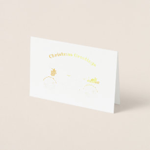 Dorée Carte de Noël Tandem Bicyclette en or