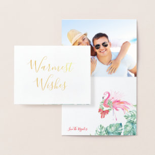 Dorée Carte de Noël, Vacances Aquarelle Flamant rose ros