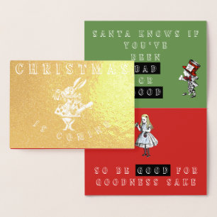 Dorée Carte de Noël vintage Alice au Pays des merveilles