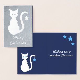Dorée Carte de Noël White Cat Foil