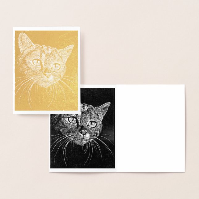 Dorée Carte de note d'huile d'huile d'olive Face Cat (Affichage)
