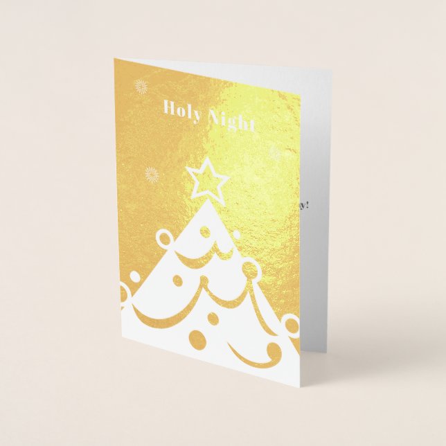 Dorée Carte de nuit sainte en papier d'aluminium (Devant)