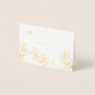 Dorée Carte de place de fleurs de feuille d'or carte e