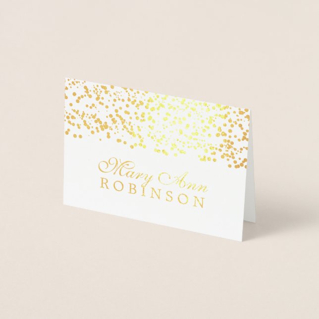 Dorée Carte de place d'invité Gold Foil Confetti (Devant)