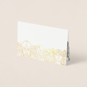 Dorée Carte de place pour bois et fríge Foil