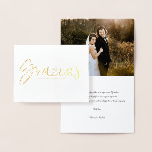Dorée Carte de remerciement de mariage chic script Graci