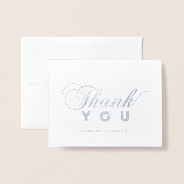 Dorée Carte de remerciement en typographie moderne avec  (Devant avec enveloppe)