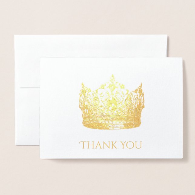 Dorée Carte de remerciements de la couronne (Devant avec enveloppe)