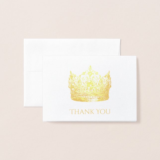 Dorée Carte de remerciements de la couronne (Devant avec enveloppe)