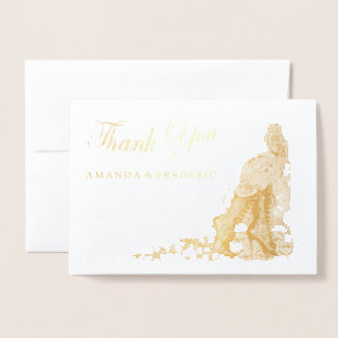 Dorée Carte de remerciements de Mariage Gothic-Foil Gold
