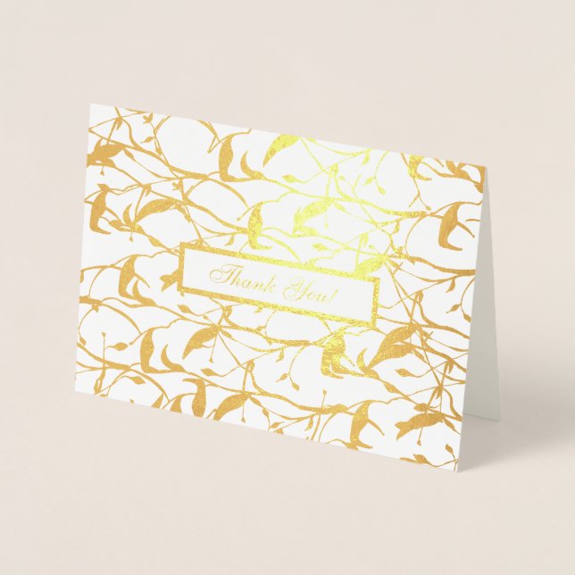 Dorée Carte de remerciements mariage (Devant)