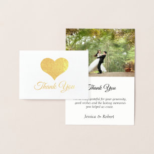 Dorée Carte de remerciements photo du Mariage du coeur d