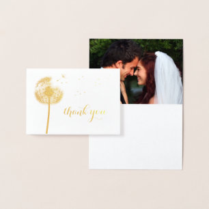Dorée Carte de remerciements photo Gold Foil Dandelion