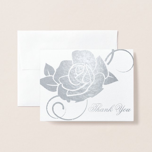 Dorée Carte de remerciements-Rose (Devant avec enveloppe)