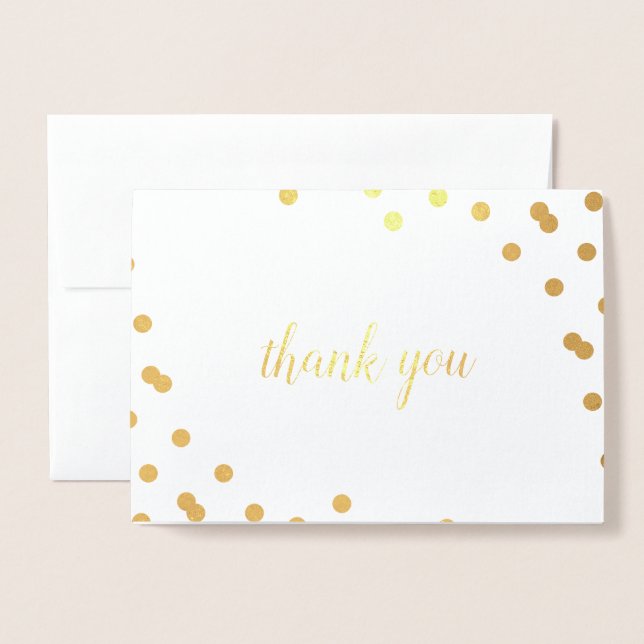 Dorée Carte de remerciements vide Confetti Dot Gold Foil (Devant avec enveloppe)