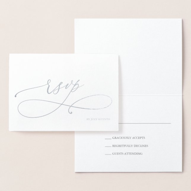 Dorée Carte de réponse à l'huile d'argenté de mariage RS (Affichage)