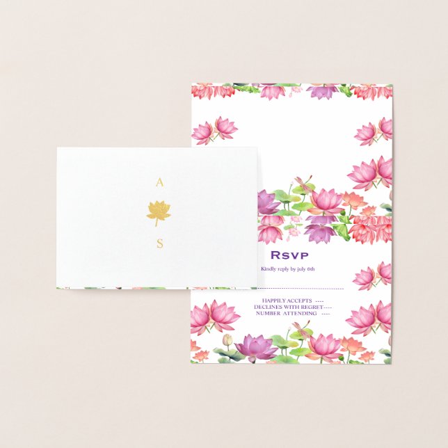 Dorée Carte de réponse RSVP de mariage traditionnel indi (Affichage)