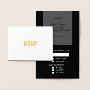Dorée Carte de réponse RSVP pour l'anniversaire du maria