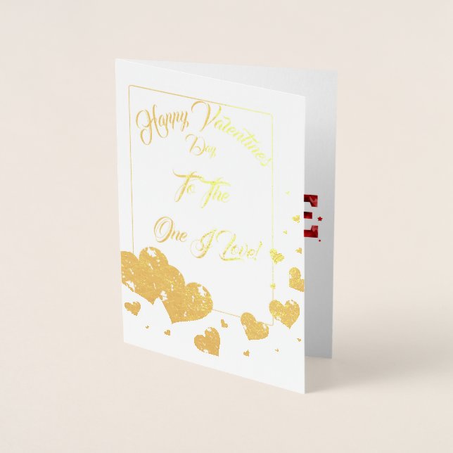 Dorée Carte de Saint-Valentin romantique et heureuse en  (Devant)